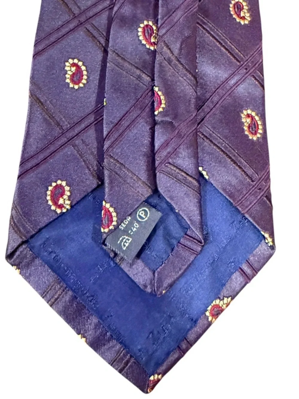 Ermenegildo Zegna 100% Silk Tie Purple Paisley Medallion Made in Italy 1990s